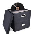 thumbnail image 1 of Caja de almacenamiento de discos de vinilo ZEDKEHO negra con capacidad para más de 50 discos, 1 of 7