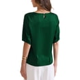 thumbnail image 3 of INSPIRE CHIC Women's Elegant Round Neck Half Sleeve Work Dressy Blouse S Dark Green, 3 of 6