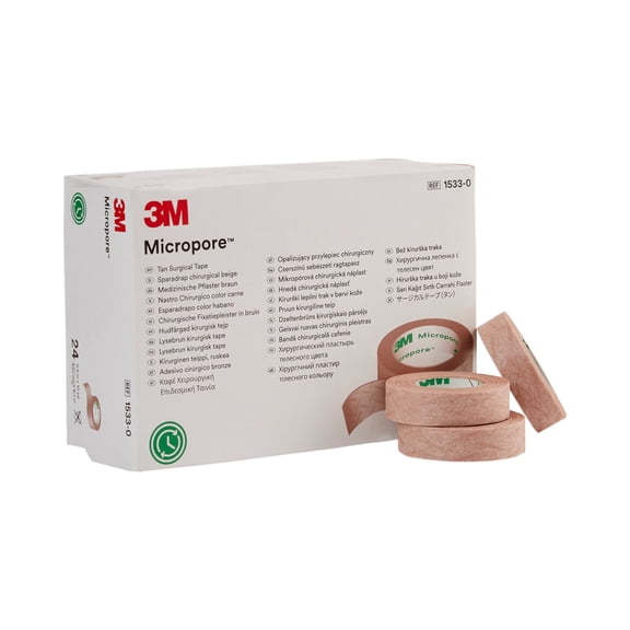 3M Micropore Non-Sterile Tan Skin-Friendly Paper Medical Tape, 0.5" x 10 yards, 240 Ct