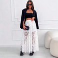 thumbnail image 2 of White Sheer Floral Lace Tiered A-Line Maxi Skirt With Elastic Waist For Women, 2 of 8
