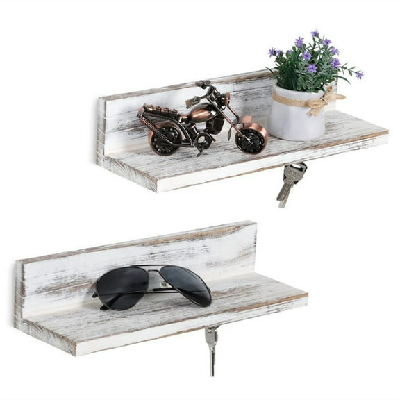 Wall Mounted Organizer Magnetic Wood Key Ring Holder & Shelf for Decoration