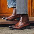 thumbnail image 4 of Men's Chelsea Dress Boots Classic Retro Slip On Boots For Men Embroidered Pointed Toe Cowboy Boots High Western Boots, 4 of 6