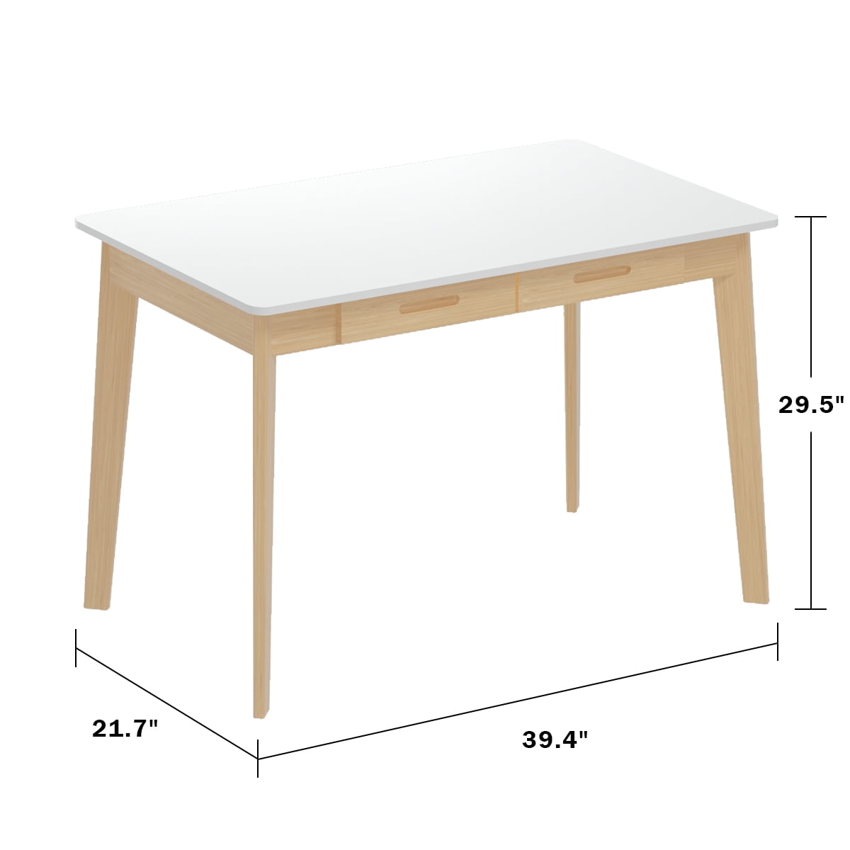 MONSLIPA Industrial Modern Wooden Desk with Storage Drawers, Office Computer Desk and Home Office Desk with Sturdy Wood Legs, 40" Long (White)