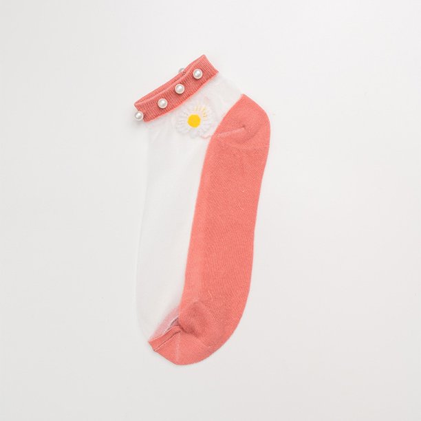 1 Par De Calcetines De Tobillo De Margarita Flor/Seda De Vidrio De Malla De Cristal Transparente Barco Ultrafinos Para Mujer Gao Jiahui unisex