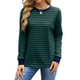 thumbnail image 2 of Fantaslook Striped Long Sleeve Shirts for Women Crewneck Tunic Tops Color Block Blouses Fall Pullover, 2 of 7