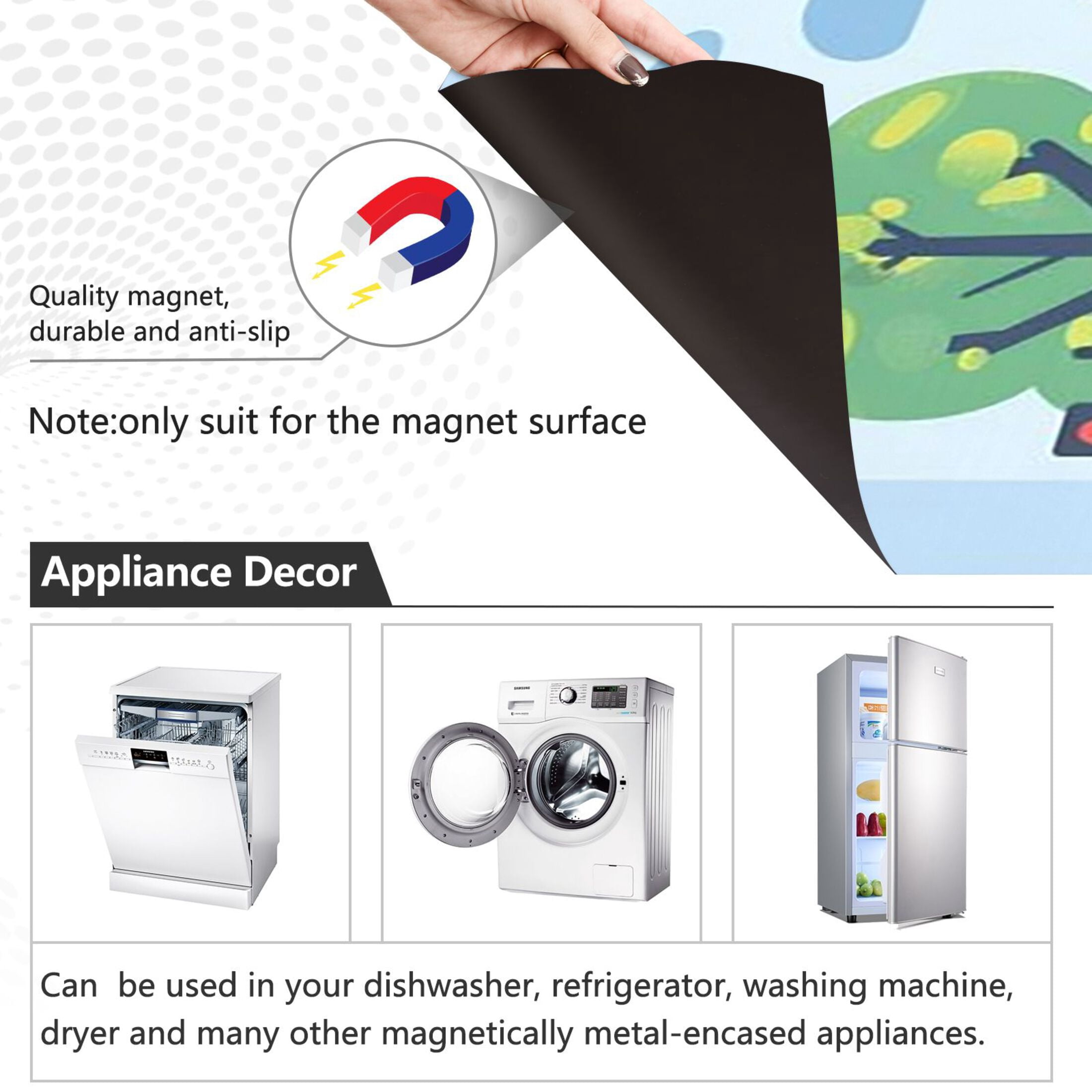Dishwasher Magnetic Sticker 23x26 Inch Refrigerator Magnetic Sticker Washing Machine Magnetic Sticker Kitchen Panel Magnetic Sticker Home Decor White Zebra Crossing and White Cars