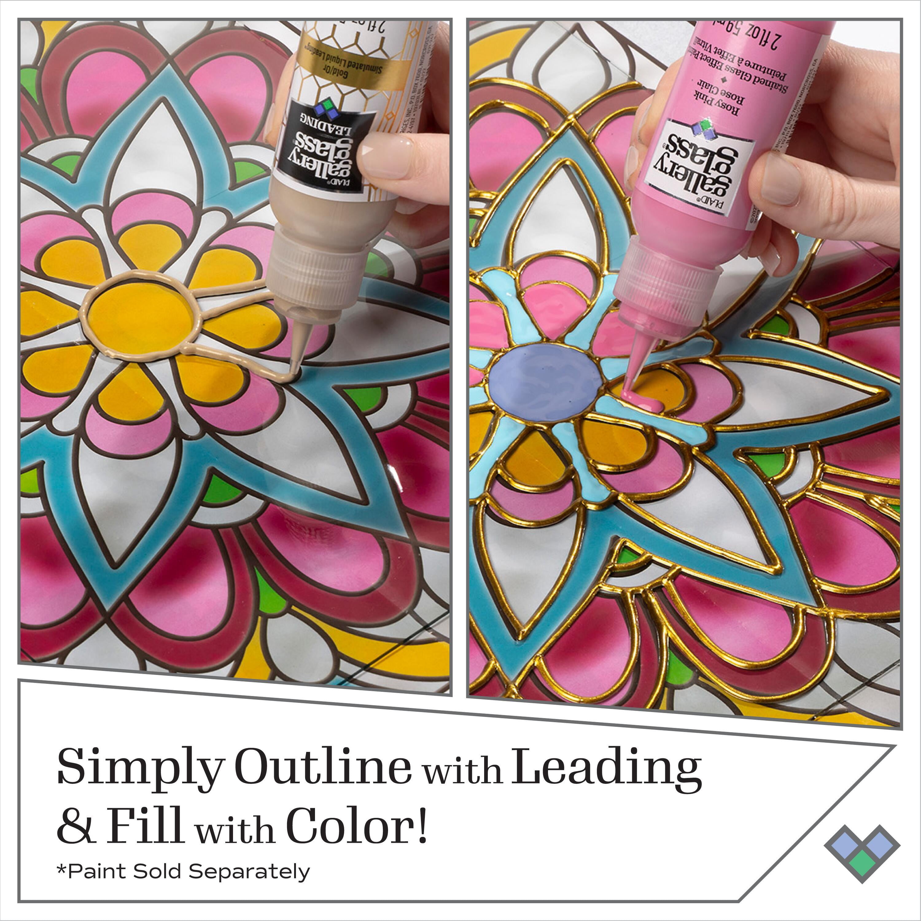 Gallery Glass 4 Piece Liquid Leading Kit, Perfect for DIY Stained Glass Paint Projects, 2 fl oz