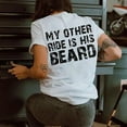 thumbnail image 2 of DondPO Women's T-Shirts My Other Ride Is His Beard Large Lettering Print On The Back for Women Casual Fashion T Shirt Shirts for Women Womens tops White 2XL, 2 of 9