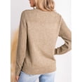 thumbnail image 3 of Cupshe Women's Khaki Round Neck Long Sleeve Knit Sweater Size S-XL, 3 of 6