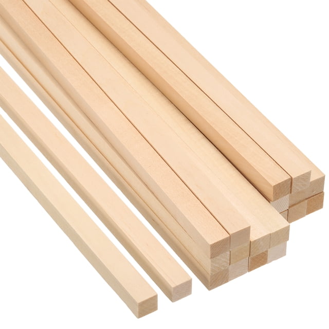 Unique Bargains 1/2 Inch Dowel Rods Wood Sticks 12 Inch Long Square Wooden Dowels 20 Pcs