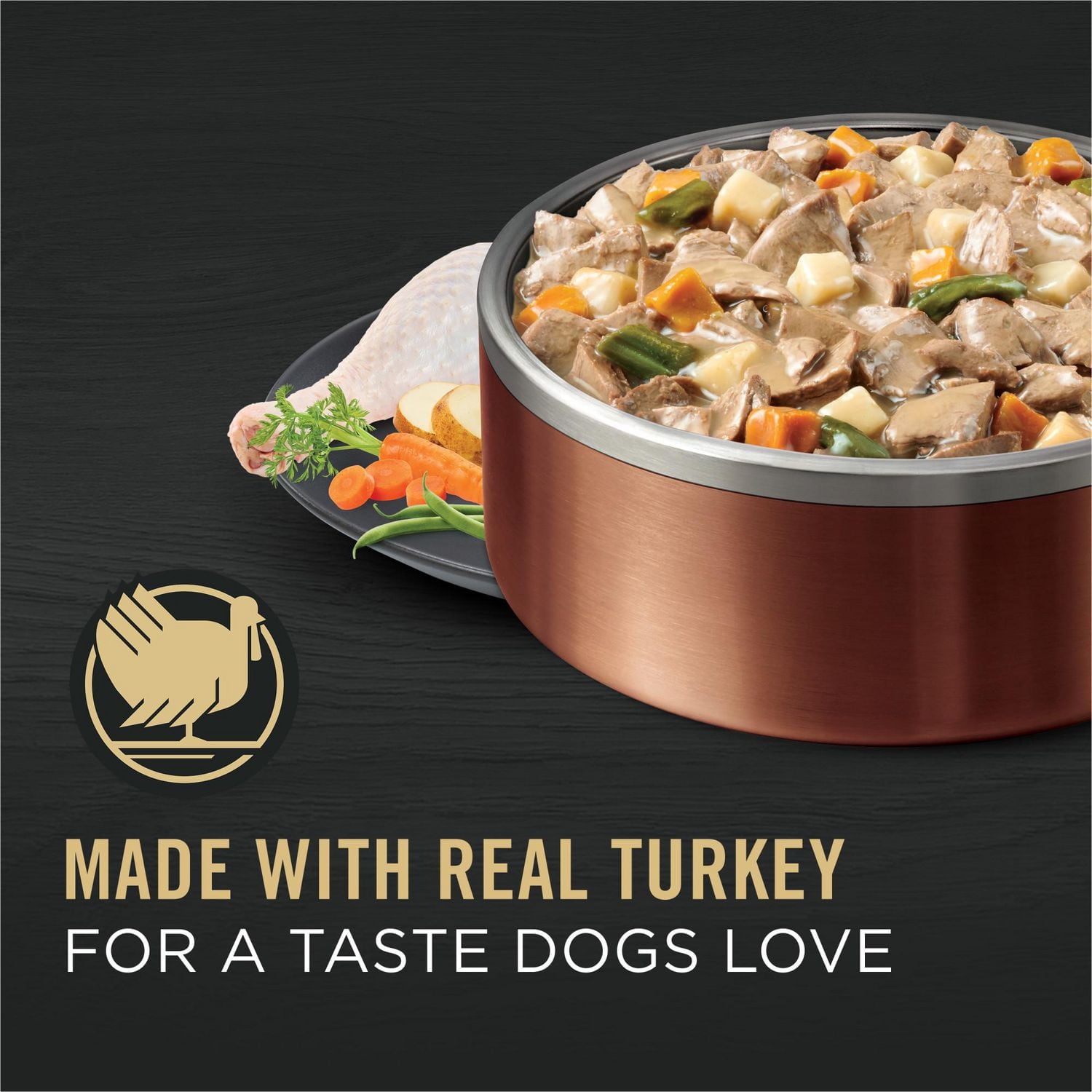 Purina Pro Plan Complete Essentials Turkey & Vegetables Entrée Slices in Gravy, Wet Dog Food 368 g