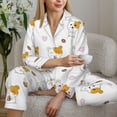 thumbnail image 6 of Pajama Sets for Women 2 Pcs, Cartoon Cute Hamster Love Button Down Long Sleeve Sleepwear Lounge PJ Sets, 6 of 6