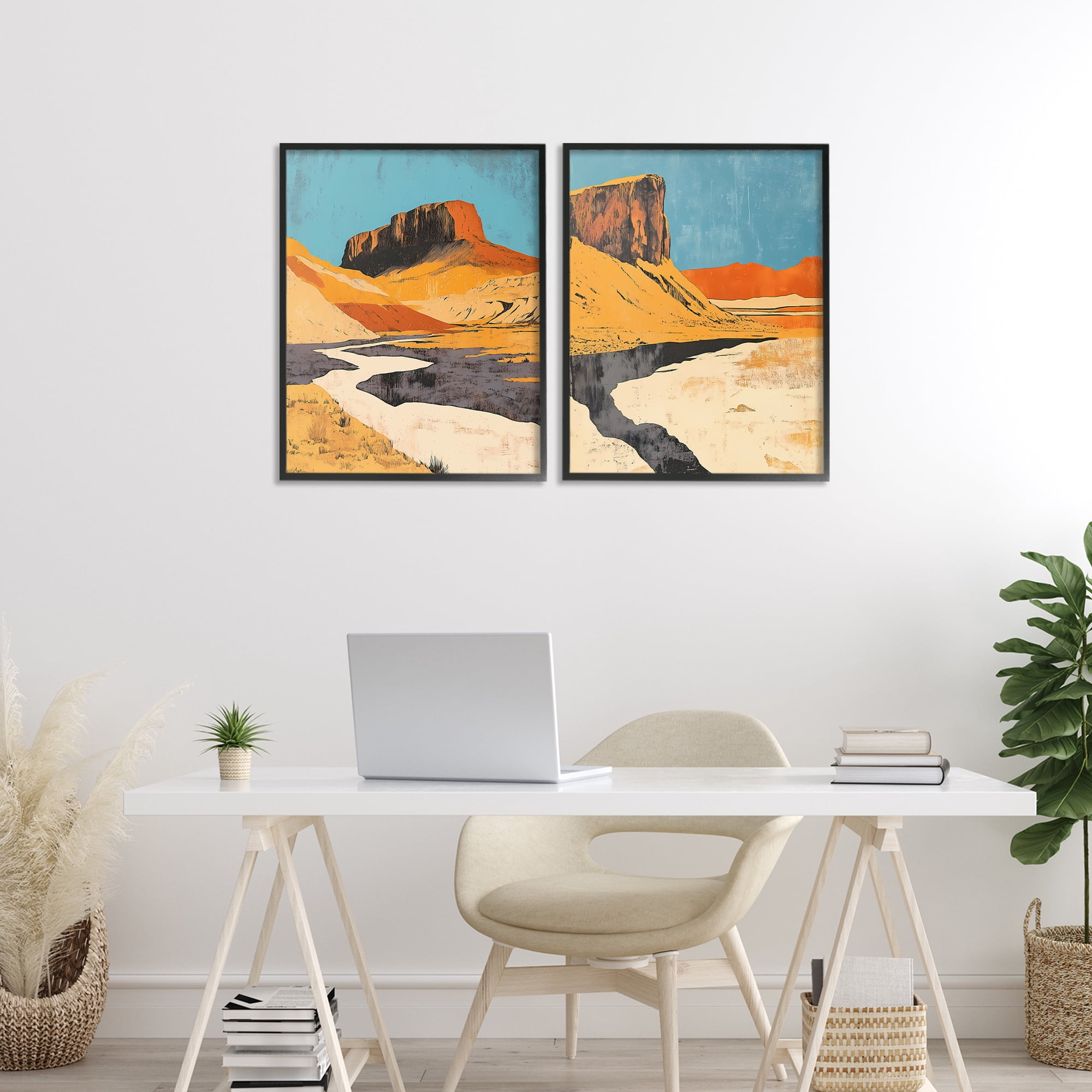 Stupell Industries Desert Canyon Pass 2 Piece Black Framed Giclee Art Set, design by Walker Noble