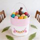 thumbnail image 5 of Cesta de conejo de Pascua con asa - Rosa, azul, morado, verde - Caja de huevo bordada para caramelos, detalles de fiesta y decoración - 9,6x9 pulgadas, 5 of 6