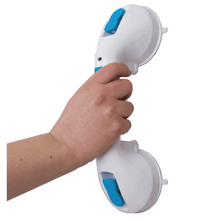 Carex Suction Shower Grab Bar, 16" Ultra Grip Handle, Dual Locking, 75 lb Weight Capacity