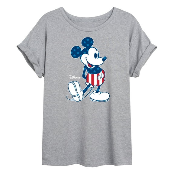 Disney - Americana - Mickey Flag Pattern - Women's Oversized T-Shirt