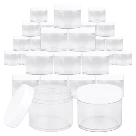 2oz/60g/60ml High Quality Acrylic Leak Proof Clear Container Jars with White Lids 36pcs