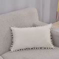 thumbnail image 5 of (30x50 cm, Blanco Crema)Juego de 2 Fundas de Cojines Decorativas de Terciopelo Suave con Pompones, Fundas de Almohada para Decoración del Hogar, Fundas de Cojines para Sofá, Cama, Silla, Dormitorio, Sala de Estar JM, 5 of 5
