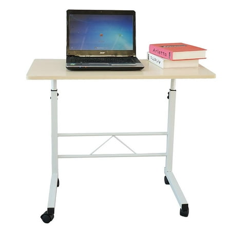 UBesGoo Standing Desk Computer Desk, Height Adjustable with Movable Wheels, Portable Writing Study Laptop Table of Steel Pipe