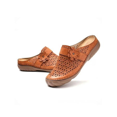 

Audeban Women s Clog Beach Sandals Slingback Perforated Hollowed Garden Shoes Lightweight Slip On Khaki 6