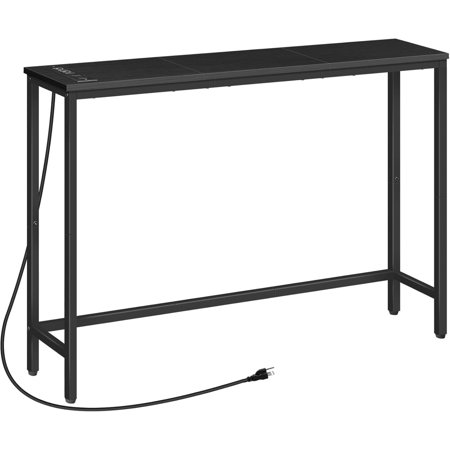 Narrow Console Table with Power Outlets, 44.9-Inch Sofa Table, Slim Behind Couch Table, Entryway