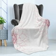 thumbnail image 4 of Dahlia Flower Soft Flannel Fleece Blanket, Simplistic Drawing of Bushy Sunflower Daisy Like Large Petals Image Print, Cozy Plush for Indoor and Outdoor Use, 50" x 70", White and Pink, by Ambesonne, 4 of 5