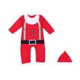 thumbnail image 3 of Traje de Navidad para bebé, mameluco de Papá Noel, conjunto de trajes infantiles, ropa para recién nacido para cumpleaños 95 rojo, 3 of 9