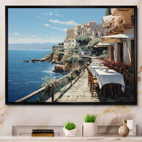 Designart "Coast Romance Italy Amalfi wall art" Nautical & Beach Floater Framed Canvas Print
