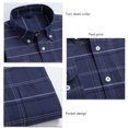 thumbnail image 4 of Camisa de cuello vuelto para hombre Camisa a cuadros de manga larga con botones de moda informal con bolsillo para el trabajo, 4 of 5