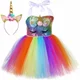 thumbnail image 3 of Disfraz de unicornio para niñas, vestido de tutú con lentejuelas de arcoíris, vestido de princesa para cumpleaños de niñas pequeñas, disfraces de fiesta de carnaval de Halloween para niños, 3 of 5
