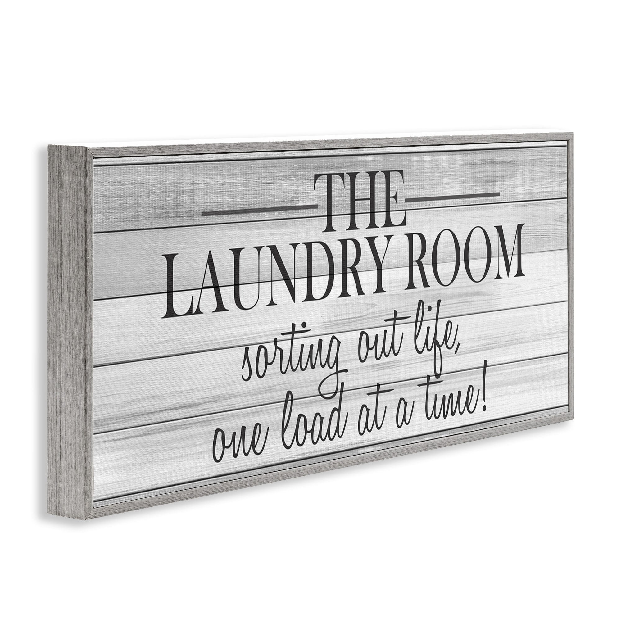 Stupell Industries Laundry Sorting Out Life Typography Black and White Planked Look, 10 x 24,Design by Kimberly Allen