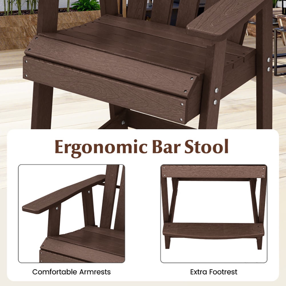 Aimee Lii HDPE Patio Chair with Armrest and Footrest for Indoor Outdoor, Outdoor Patio Furniture, Brown