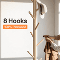 thumbnail image 4 of Coat Rack Stand with 3 Height Options and 8 Hooks Wooden Freestanding Coat Rack for Home, Office, Entryway, Hallway, 4 of 8