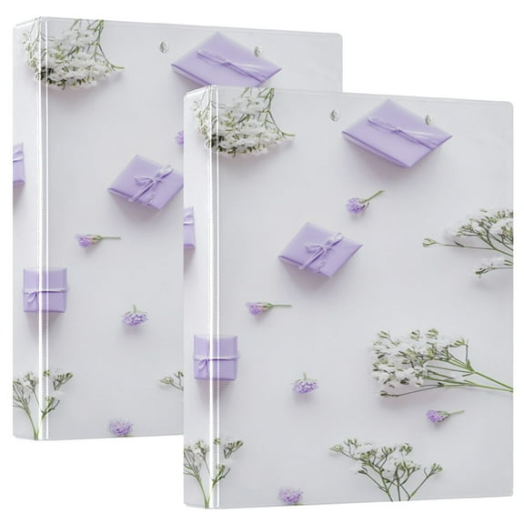 WOBOGO Small Purple Gift Boxes File Folders Extra Large Capacity to Hold 200 Sheets of Documents Hard Shell Ring Binder for School Home Office