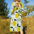 thumbnail image 5 of Lemons Flowers White Background Pattern Women's Fall Dresses Casual Loose Flowy Swing Shift Dress, 5 of 9