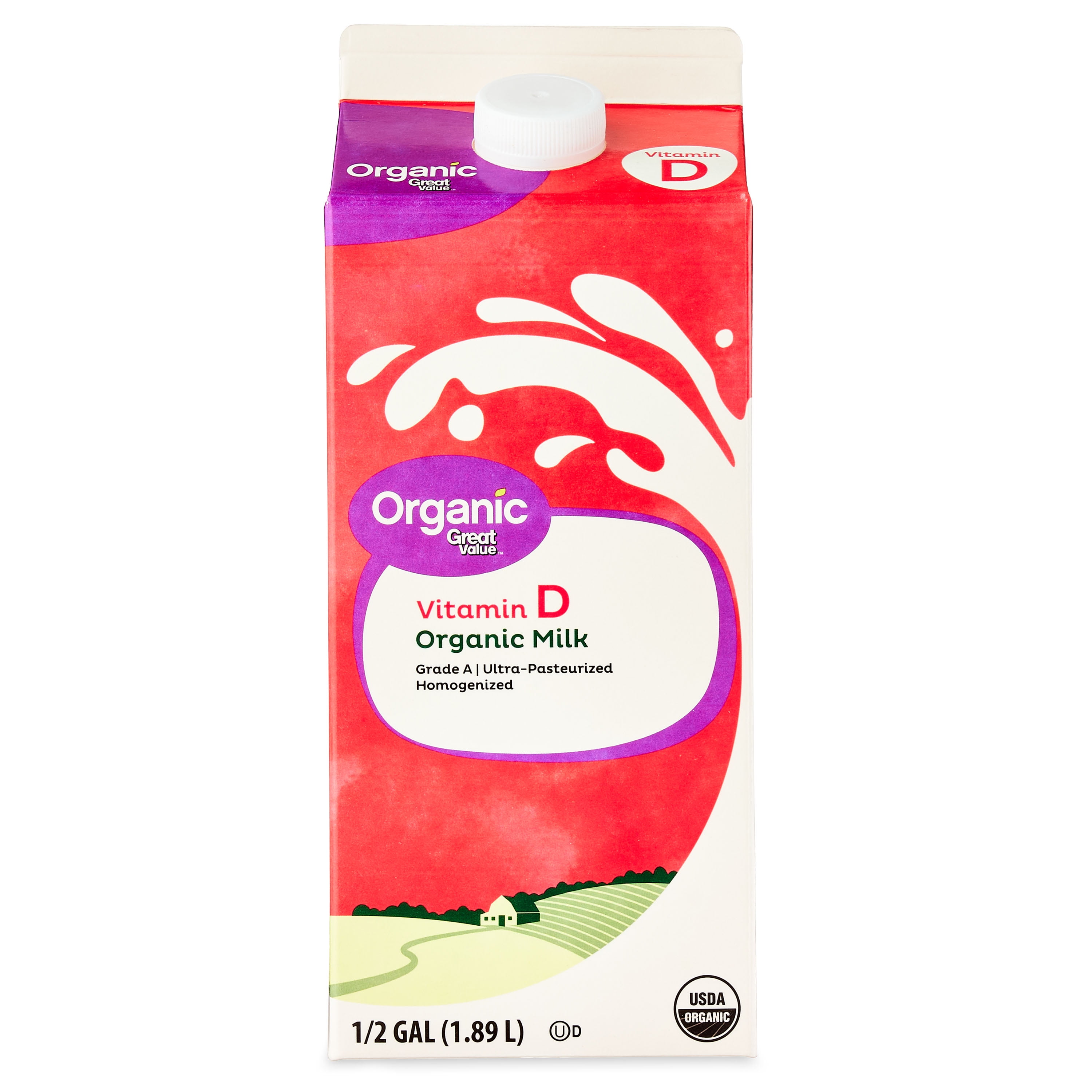 Great Value Organic Vitamin D Milk, Half Gallon