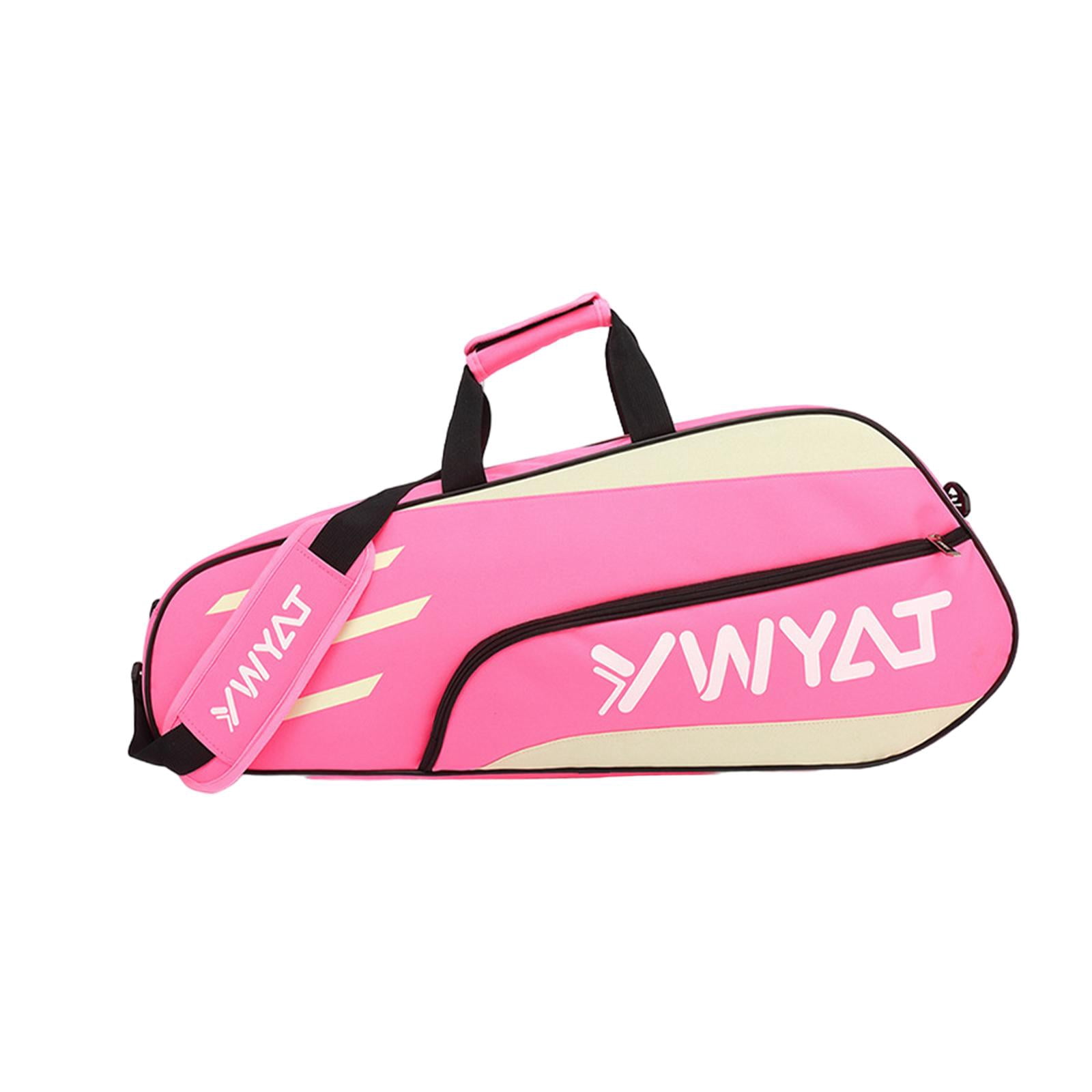 funtasica Badminton Racquet Bag Tennis Bag Outdoor Sports Gym Bag Large Capacity Racket Carry Bag Tennis Tote for Badminton Enthusiasts Pink White