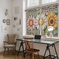 thumbnail image 5 of Vintage Daisy Floral Kitchen Curtains 45" Length, Spring Flowers Botanical Leaves Checkered Wooden Tiers Curtains for Bathroom Bedroom Cafe, Light Filtering Window Treatment Drapes 2 Panels 42"Wx45"L, 5 of 8