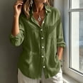 thumbnail image 2 of Ashirexll Summer Tops for Women Solid Color Long Sleeve Button Linen Shirt with Pockets Casual Summer Blouse, 2 of 7