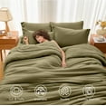 thumbnail image 2 of 5 Pieces Twin XL Comforter Set, Soft Bed in a Bag Twin XL Size, All Season Bedding Set with Comforter, Flat Sheet, Fitted Sheet, Pillowcases & Shams, Olive Green, 2 of 14