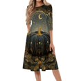 thumbnail image 2 of Womens Halloween Dress Pumpkin Skeleton Ghost Funny Scary Quick-Dry Lightweight Retro Halloween Clothing, 2 of 7