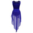 thumbnail image 2 of LiiYii Girls Lyrical Dance Dress Sleeveless High-Low Hem Tulle Skirt Leotard for Ballet Modern Blue 14, 2 of 7