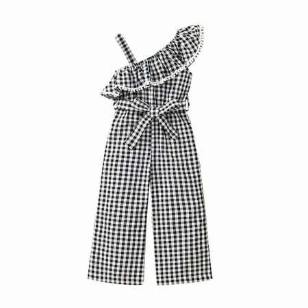 

Kids Unisex Toddlers And Babies Pants leopard Printed Slant Shoulder Suspenders Plaid Jumpsuit Belt Clothes Breathable Comfy Fitness Slacks