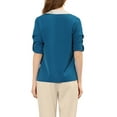 thumbnail image 3 of Allegra K Women's Elegant Elegant Contrast Trim V Neck  Long Sleeve Work Blouse, 3 of 6