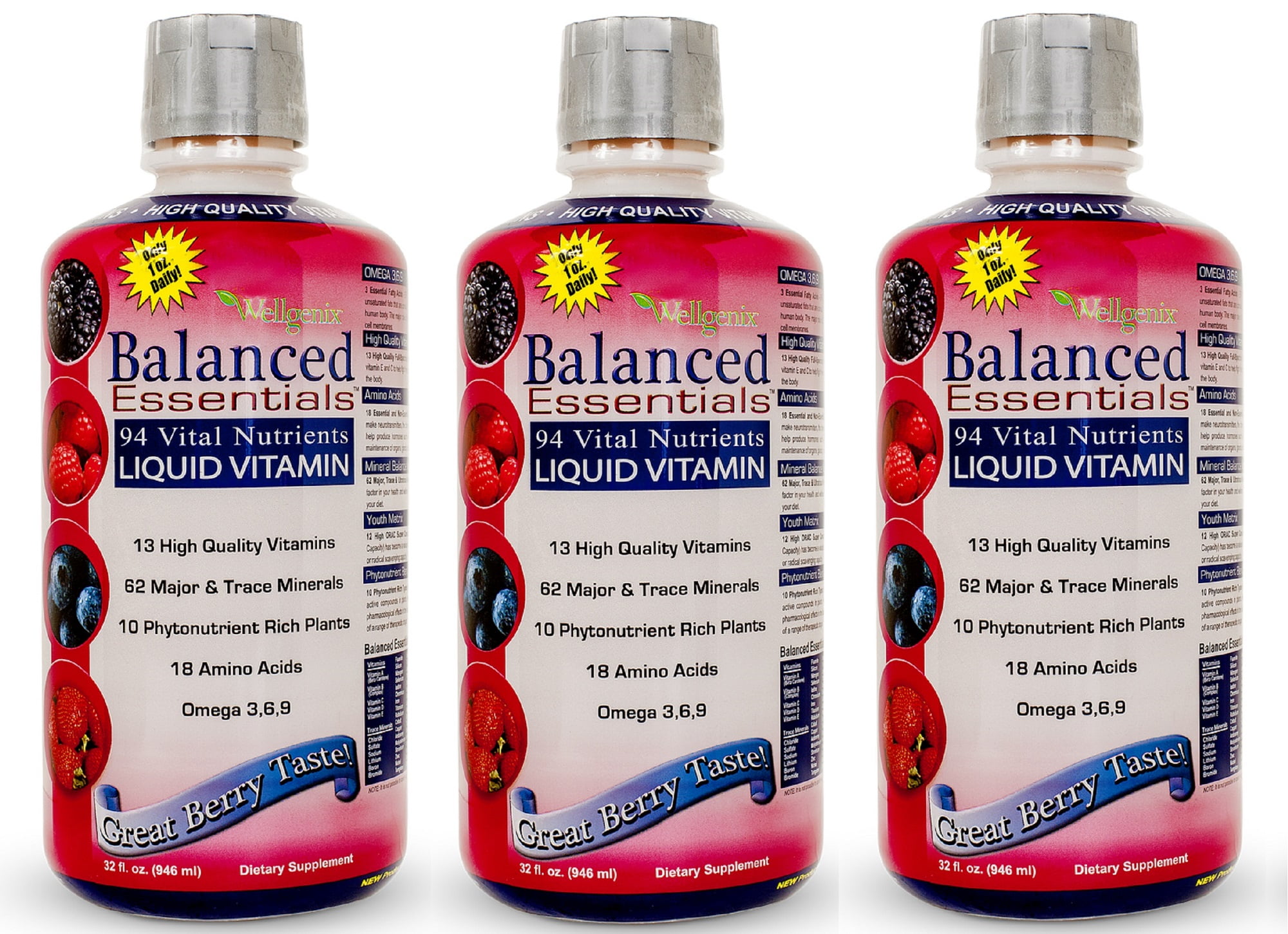Balanced Essesntials 94 Vital Nutrients Liquid Vitamin Berry Flavor 32