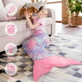 thumbnail image 4 of Catalonia Mermaid Tail Blanket Glow in the Dark , Toddler Kids Girls Women Fleece Fish Scales Pattern Sleeping Bag, Mermaid Throw Blanket Gift 60"X50", 4 of 6