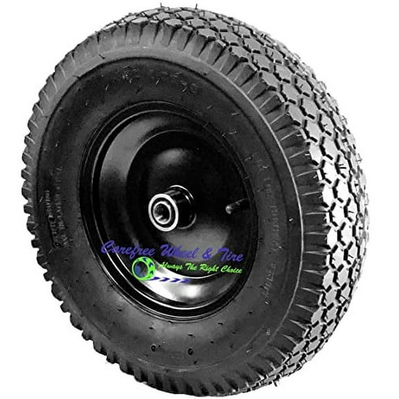 4.80/4.00-8 (16" x 4") HD PNEUMATIC Assembly, Diamond Tread Tire. Carefree Brand (3" Center Hub / 1" Bushing)