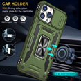 thumbnail image 5 of for iPhone 12 Pro Max Case for 12 Pro Max Case,with Slide Camera Cover & Built-in 360° Rotate Ring Kickstand Magnetic Shockproof Cover Case-Military Green, 5 of 12