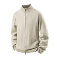 thumbnail image 2 of UVEASISHA Zip Up Sweaters for Men Double Zipper Fashion Cardigan Sweater Solid Color Casual Long Sleeve Mock Neck Knitted Jacket Lightweight Outwear Beige M, 2 of 6