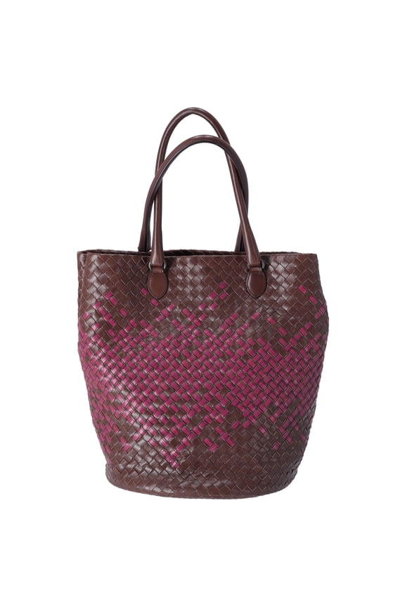 Pre-Owned BOTTEGA VENETA Intrecciato Tote Bag 226344 Dark Brown Purple Leather